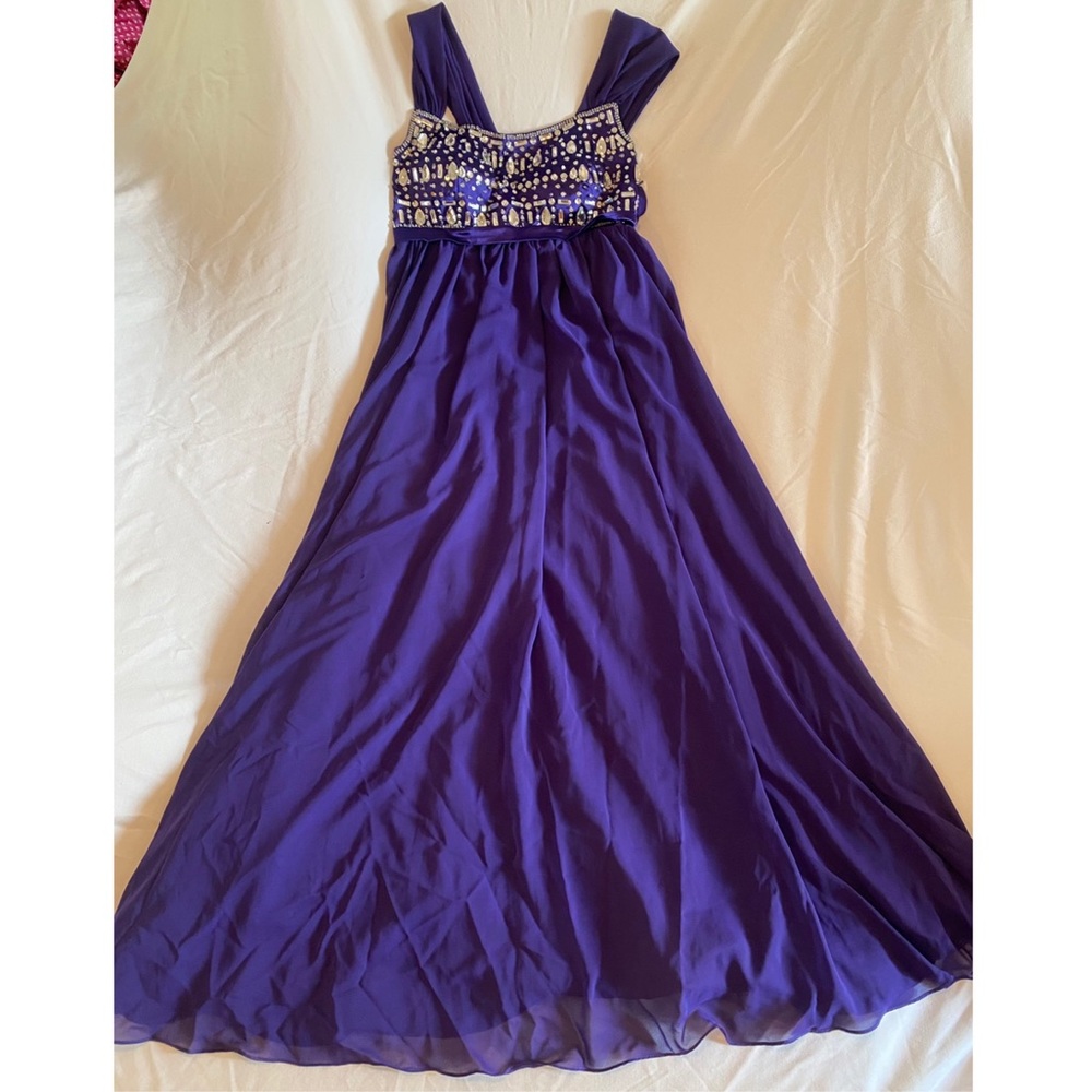 Purple Floor Length Evening Gown